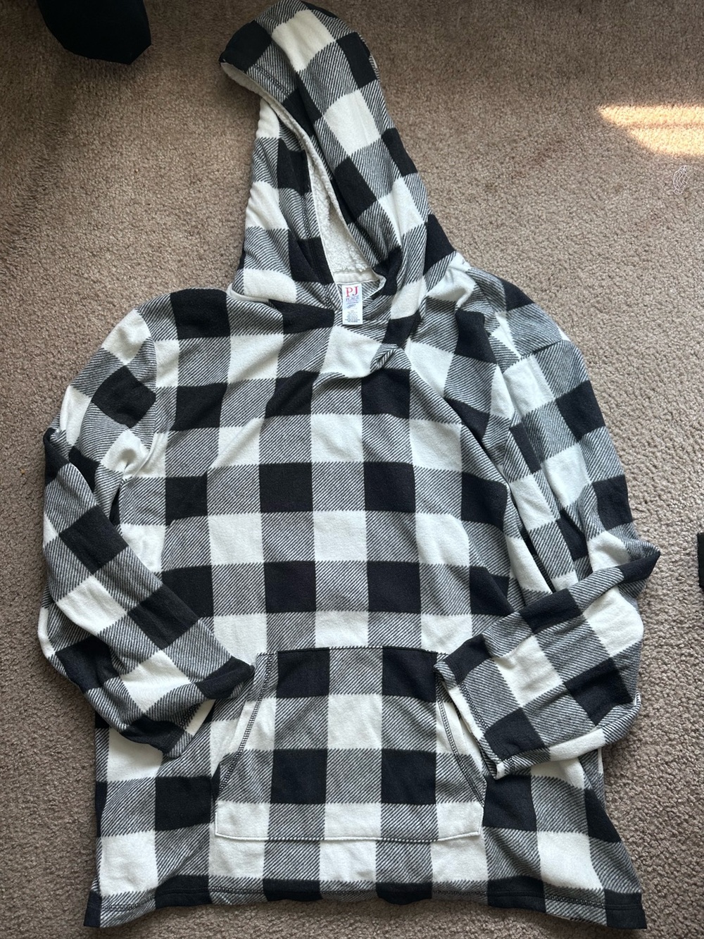 The Children's Place Black and White Plaid Hooded Adult Pajamas